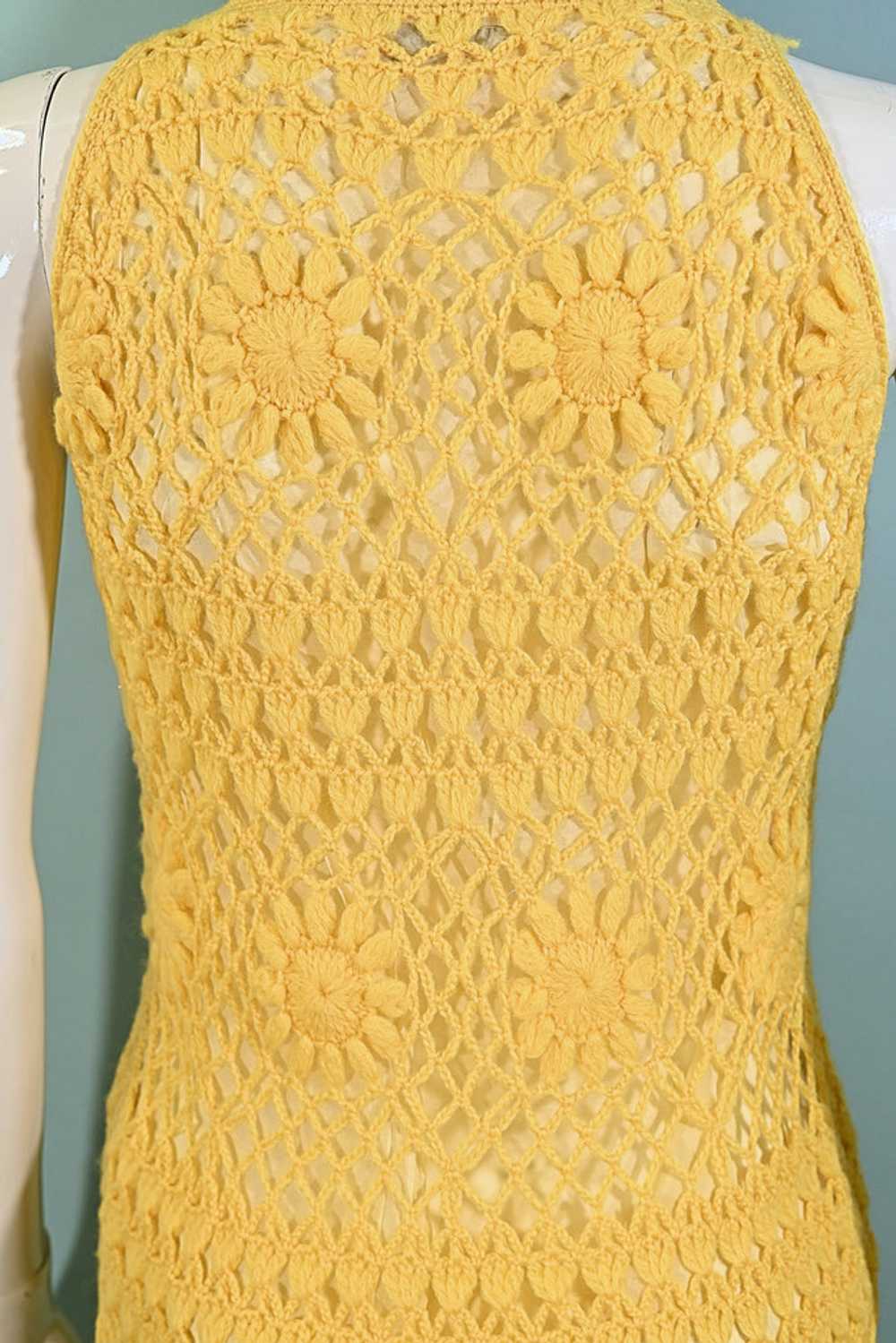 Vintage 60s Yellow Crochet Mod Mini Dress XS - image 2