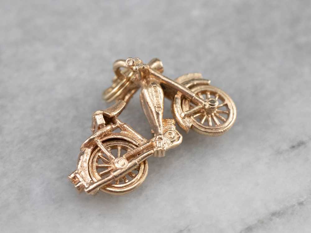 Polished Gold Motorcycle Charm - image 3