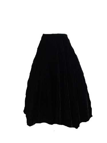 50s Black Velvet Quilted Circle Skirt