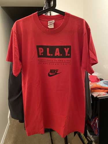 Nike × Vintage Vintage 90’s Nike P.L.A.Y Red Tee - image 1