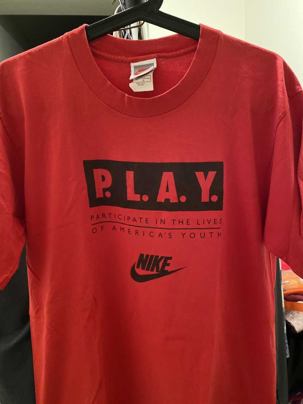 Nike × Vintage Vintage 90’s Nike P.L.A.Y Red Tee - image 3