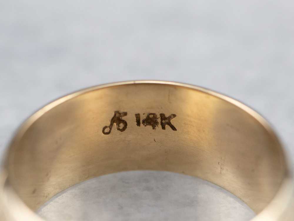 Wide Pattern Edge Gold Band - image 6