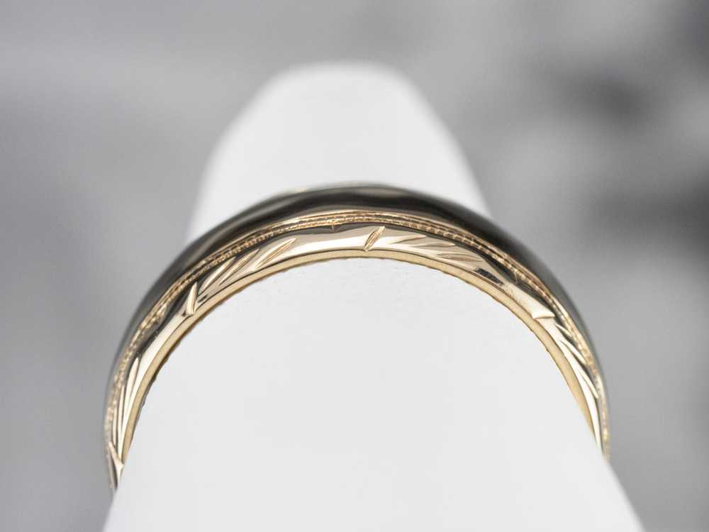 Wide Pattern Edge Gold Band - image 8