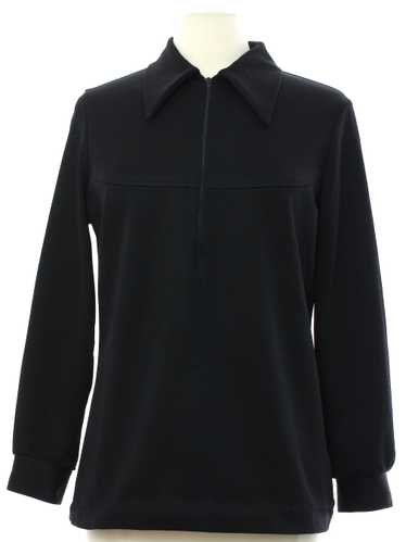 1970's Pykettes Womens Black Mod Knit Shirt