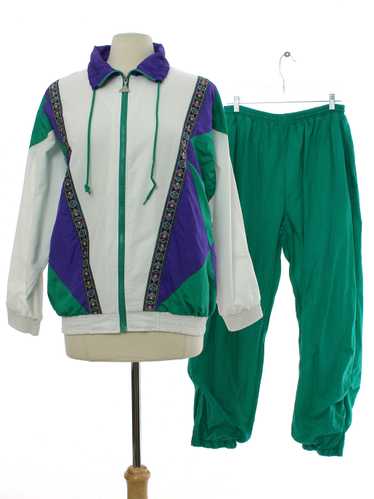 Vintage 90s Windbreaker Neon Track Suit by CASUAL ISLE