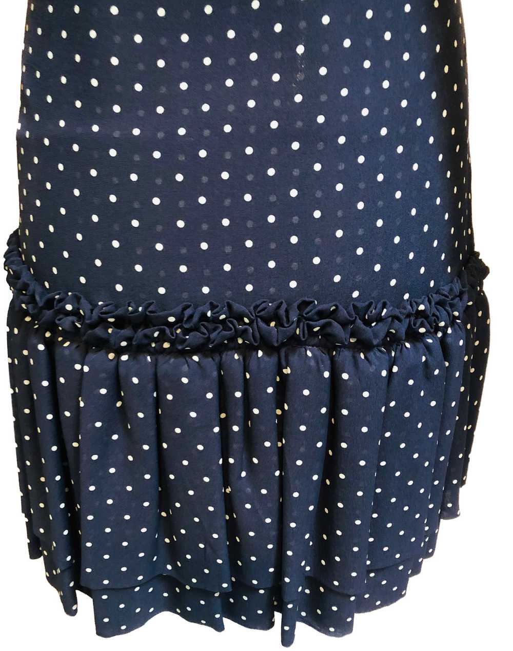 Galanos Attribution Dress Blue Silk Polka Dot Mini - image 4
