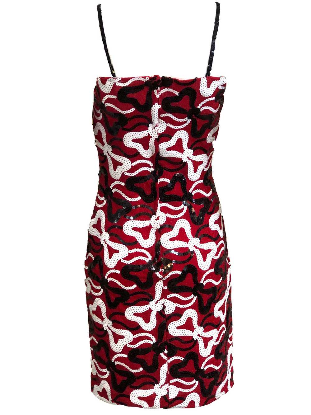 90s Red Dress with Black and White Palette Bows - image 2