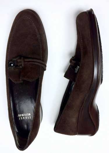 Stuart Weitzman Size 7N Brown Suede Loafers - image 1