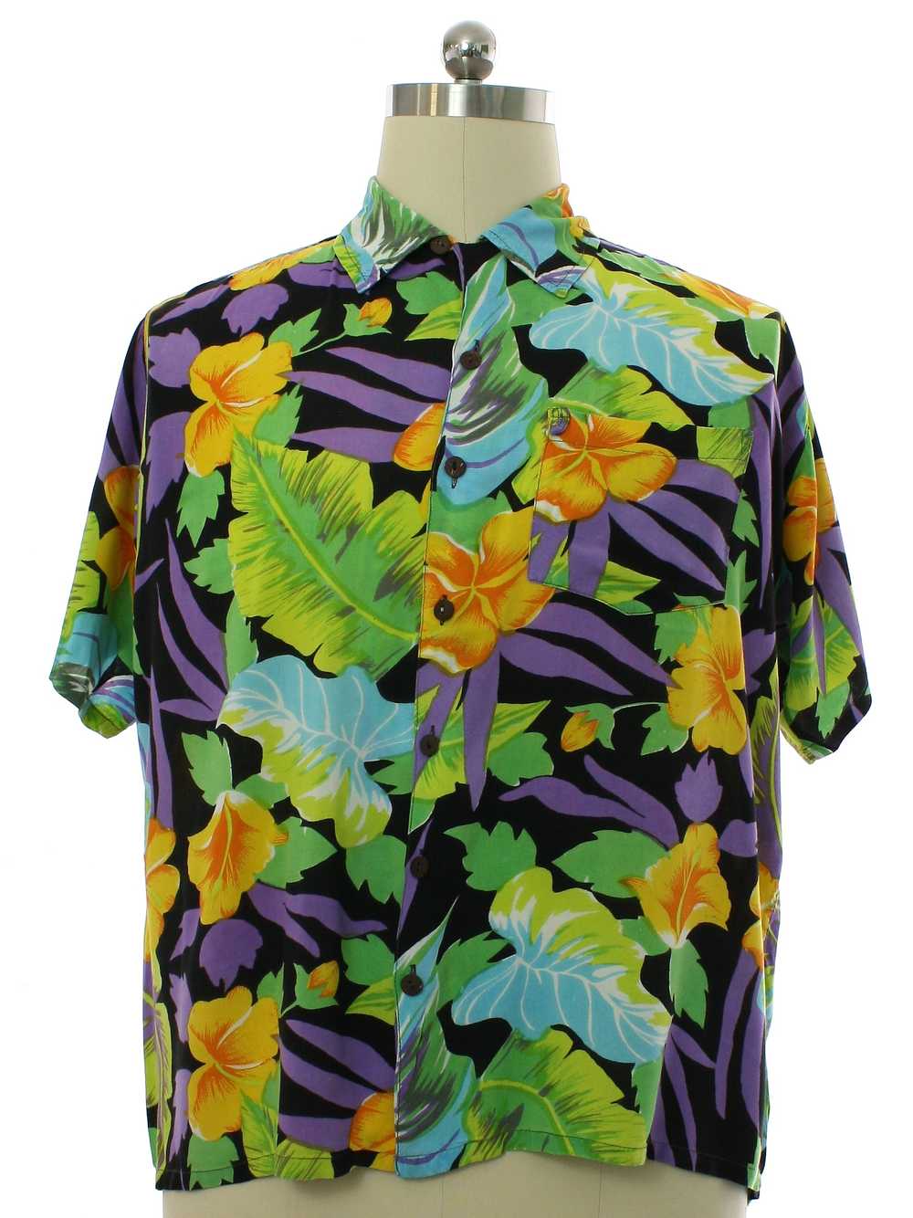1990's Roundy Bay Mens Rayon Hawaiian Shirt - image 1