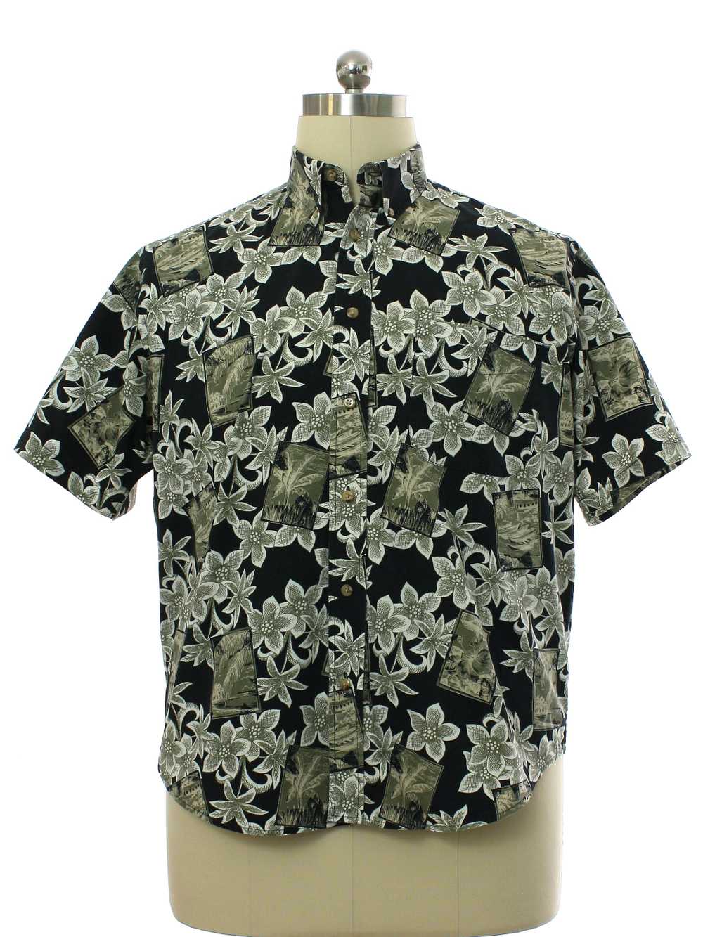 1990's Natural Issue Mens Crisp Cotton Hawaiian S… - image 1