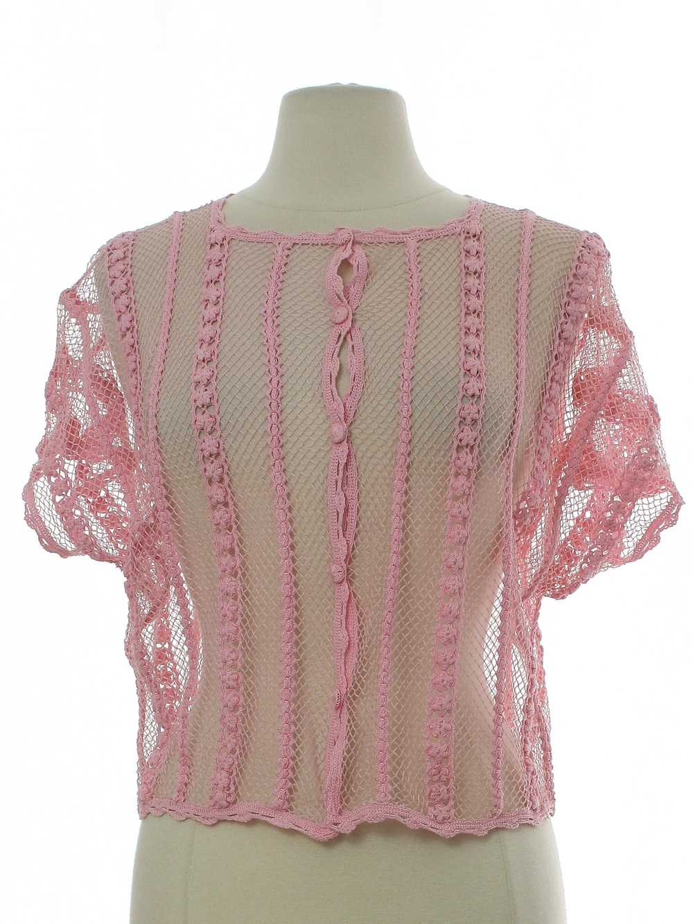1990's Womens Sheer Crocheted Shirt - image 1