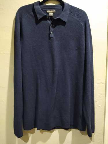 Eddie Bauer 100% Cotton Long Sleeve Ribbed Polo Sh