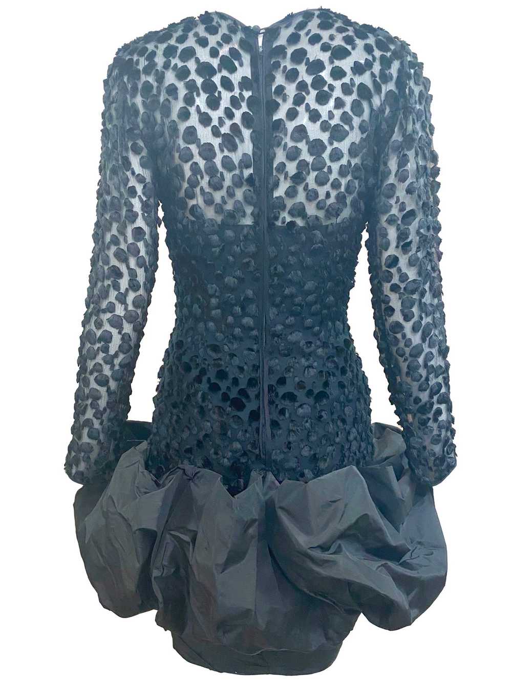 Vicky Tiel 80s Black Cut Velvet Cocktail Dress wi… - image 2