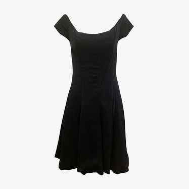 Nicole Miller 80s Black Crepe Mini Dress - image 1
