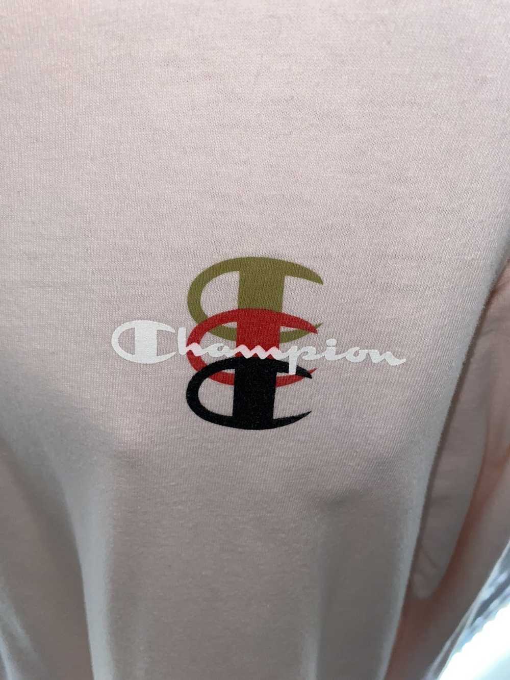 Champion × Supreme Stacked C L/S Tee (Pink) - image 2