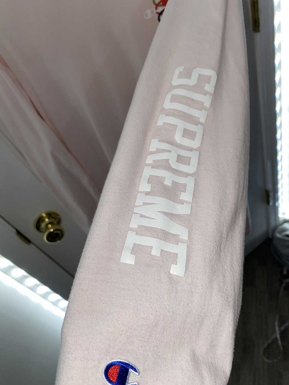 Champion × Supreme Stacked C L/S Tee (Pink) - image 3