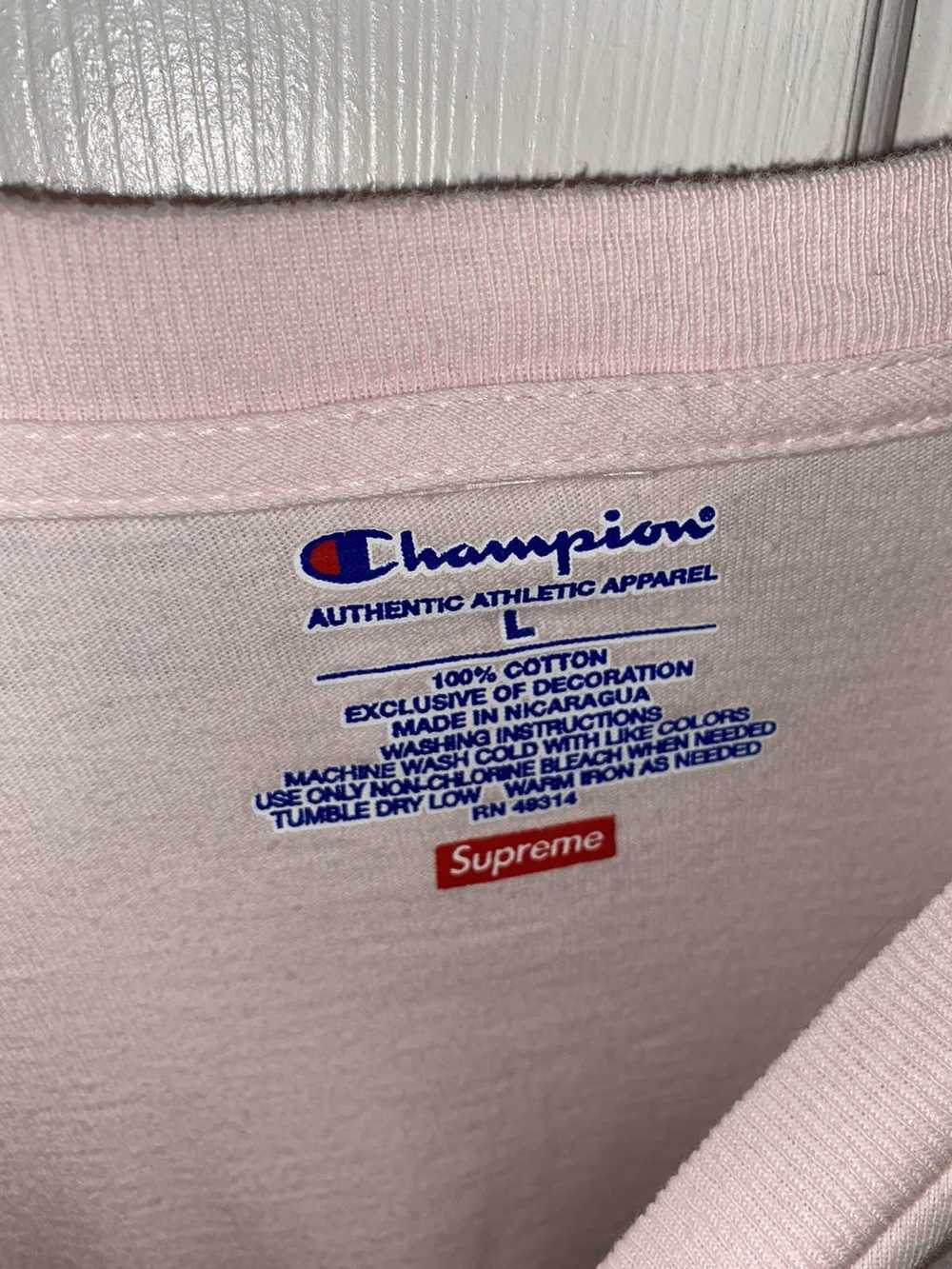 Champion × Supreme Stacked C L/S Tee (Pink) - image 5