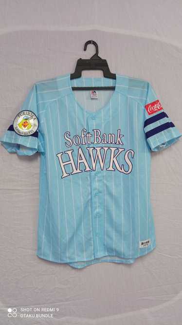 Limited Retro Majestic Japan Softbank Hawks Baseball Jersey 2019 Blue S