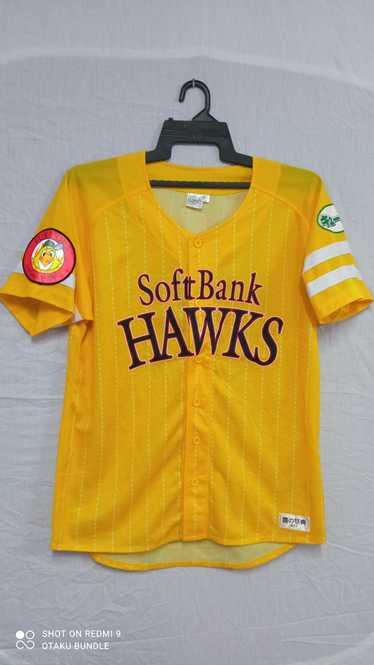 Limited Retro Majestic Japan Softbank Hawks Baseball Jersey 2019 Blue L