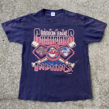 Vintage Cleveland Indians T Shirt 1980s Logo 7 Men’s Large Blue 80s Vtg