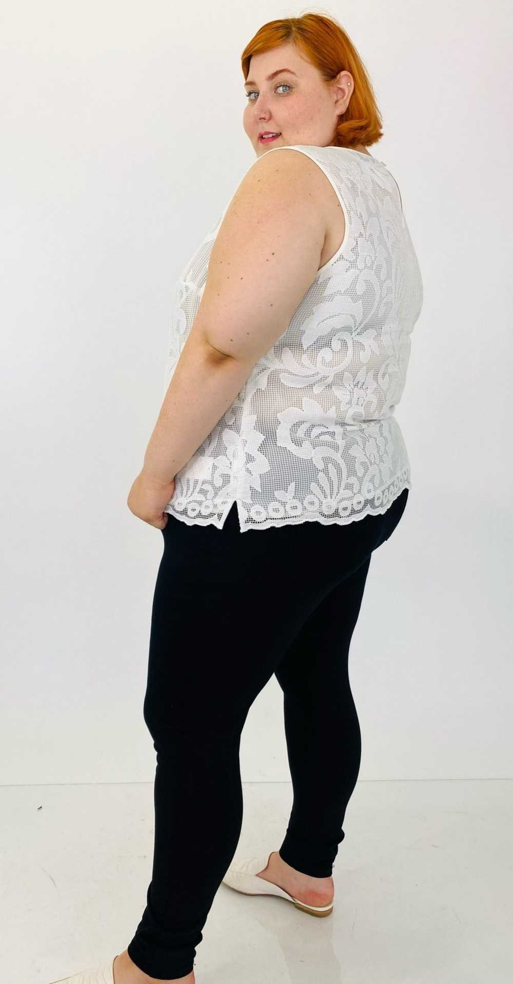 Kasper Sheer White Lace Floral Tank, Size 24W - image 5