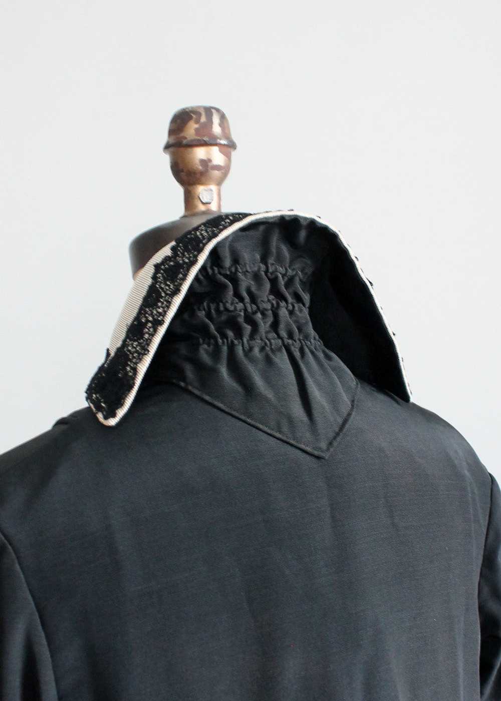 Antique Edwardian Black Silk Coat with Stand Up C… - image 6