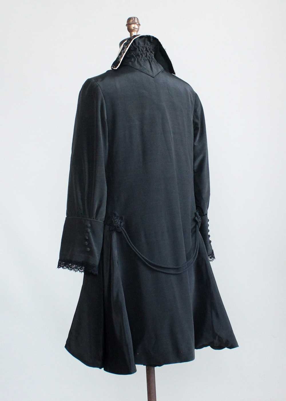 Antique Edwardian Black Silk Coat with Stand Up C… - image 7