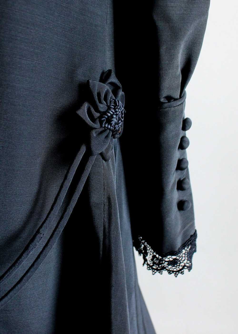 Antique Edwardian Black Silk Coat with Stand Up C… - image 8