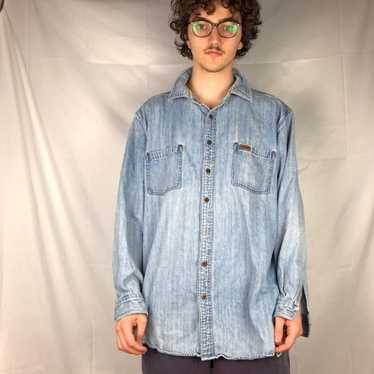 Carhartt Carhartt blue denim button up sweatshirt - image 1