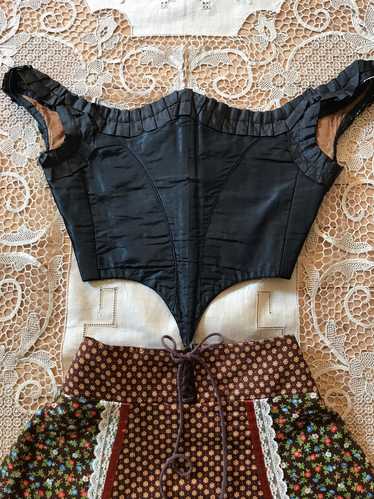 Antique Mourning black silk Swiss waist bodice 🌿… - image 1