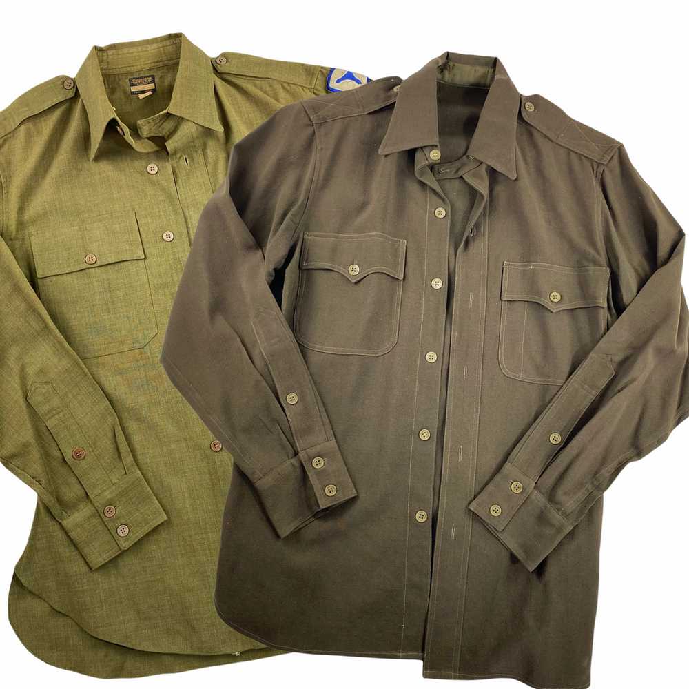40s Chinstrap button up wool military shirts. M/L… - image 1