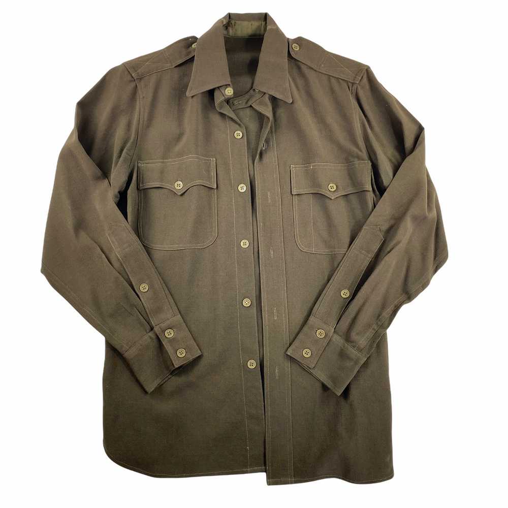 40s Chinstrap button up wool military shirts. M/L… - image 3