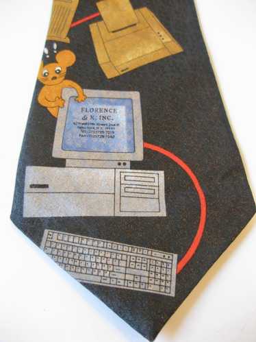 Vintage Retro Computer Tie Floppy DIsc Nerd Bill G