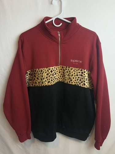 Supreme Leopard Trim Hooded Sweatshirt Red