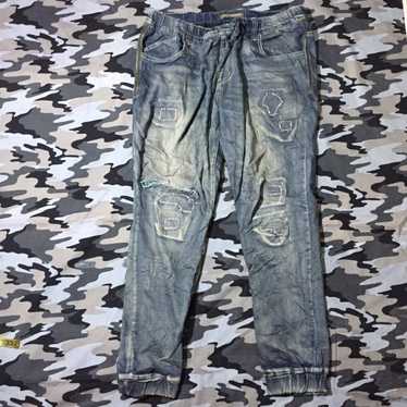 Japanese Brand Back Number Distressed Patch Pants - image 1