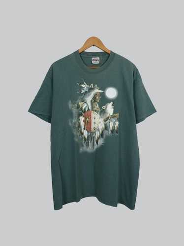 Animal Tee × Vintage Vintage Wolf Indian t-shirt (