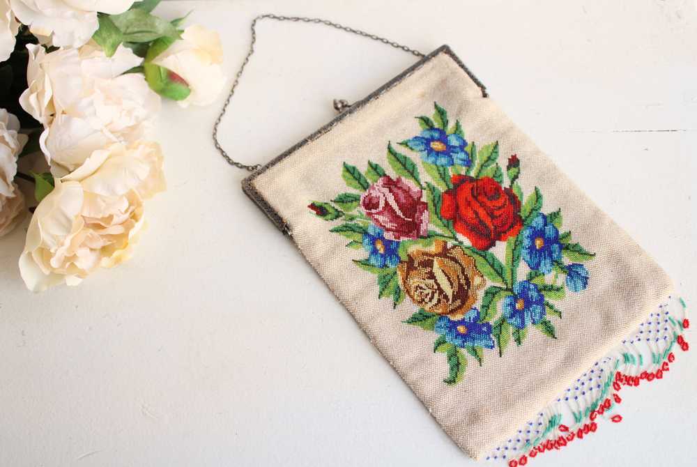 Antique 1910s Rose Microbeaded Bag - image 7