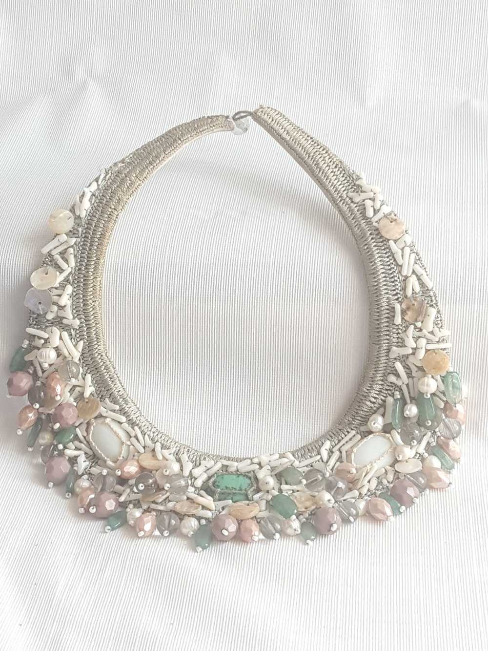 Armani Collezioni Silk Crochet Beaded Bib Necklace - image 3