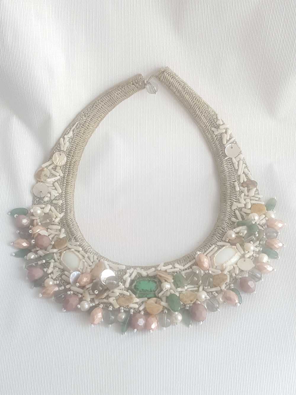 Armani Collezioni Silk Crochet Beaded Bib Necklace - image 9