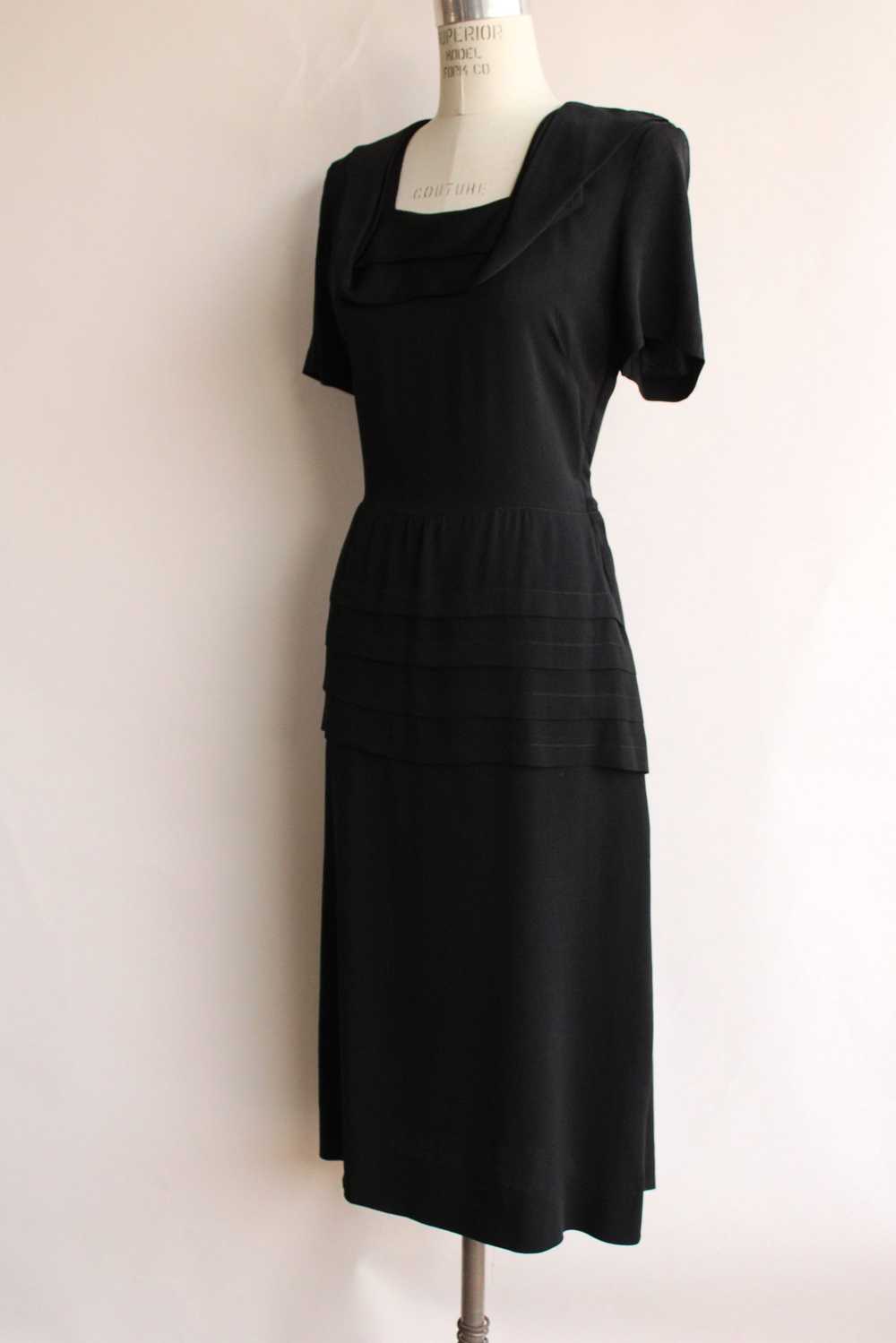 Vintage 1940s Black Rayon Dress With Square Shawl… - image 6