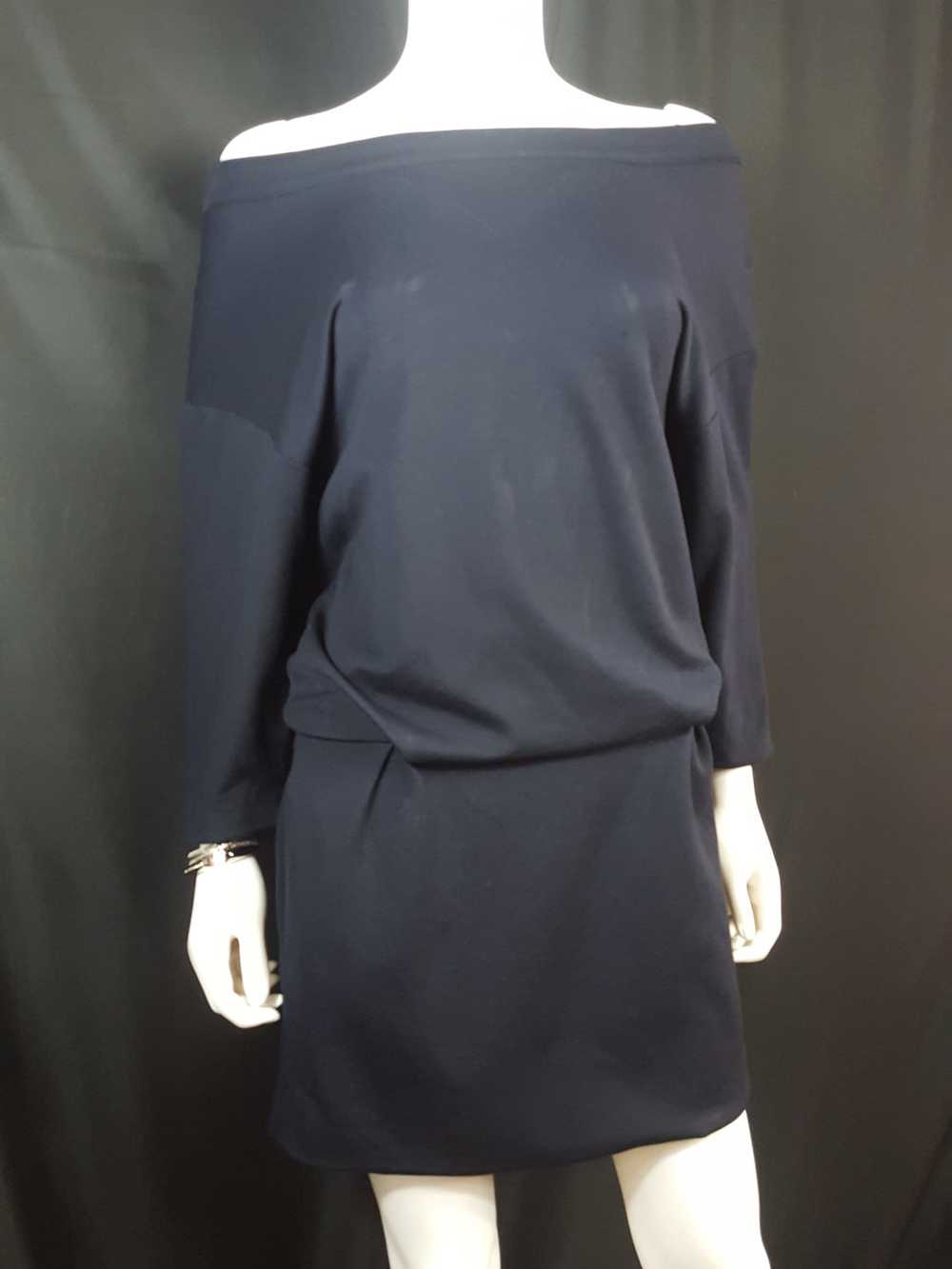 Thakoon Off the Shoulder Knit Casual Dress Navy s… - image 2
