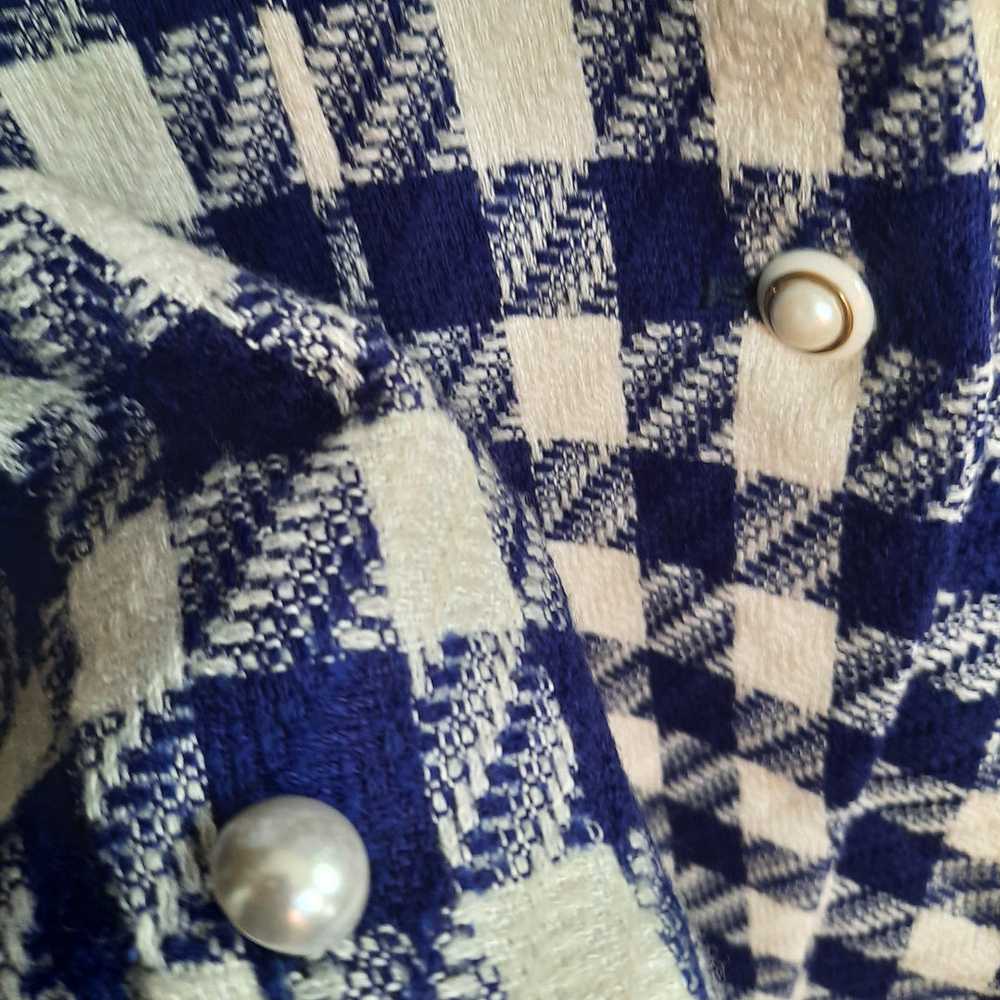 70s Evan Picone Blue Houndstooth Blazer Size 4 - image 4