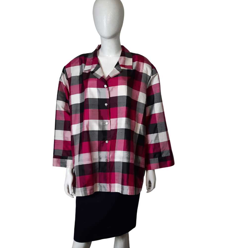 Notations Woman Silk Check Blouse size 3X - image 2