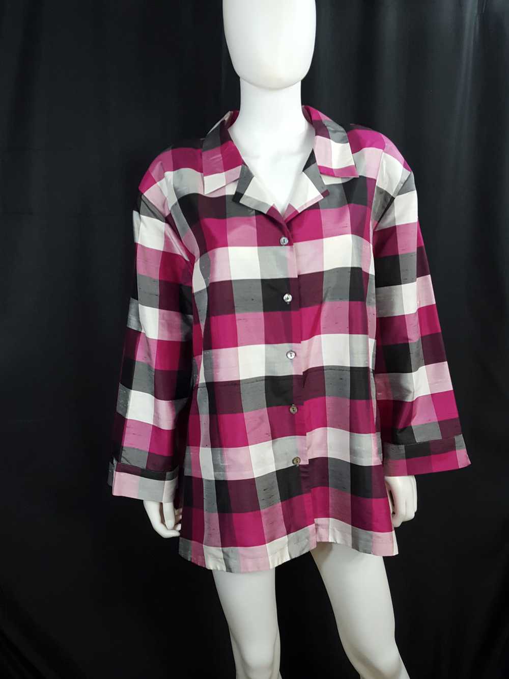 Notations Woman Silk Check Blouse size 3X - image 5