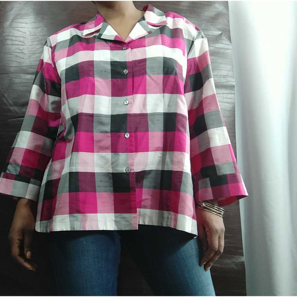 Notations Woman Silk Check Blouse size 3X - image 9