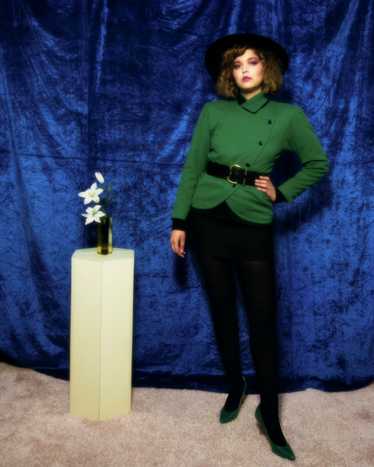 1980s Ungaro green asymmetric jacket