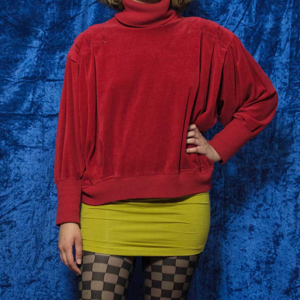1980s Kansai Yamamoto red velour sweater - image 2