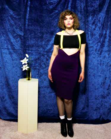 1980s Romeo Gigli eggplant knit skirt