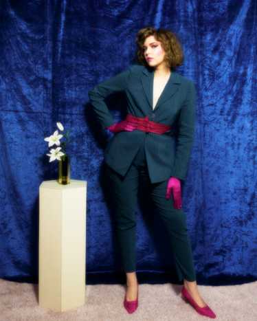 1990s Kenzo Jungle blue pinstripe suit