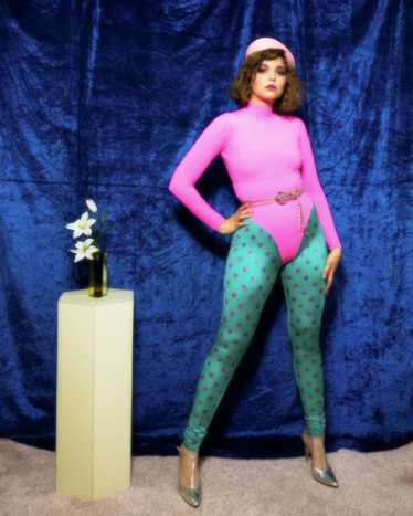 1990s DKNY neon pink neoprene bodysuit
